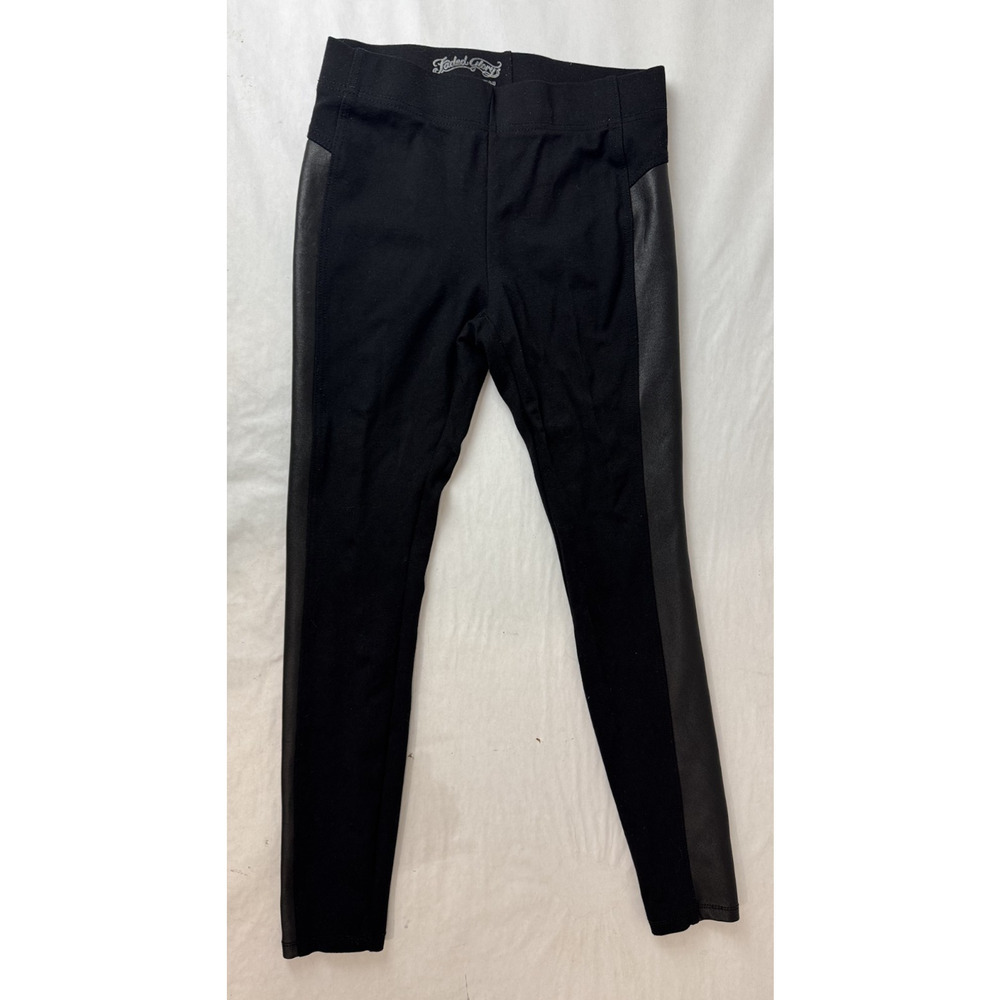 Faded Glory Leggings Classic Back Skinny Faux Leather Detail Biker Size 0 / 2